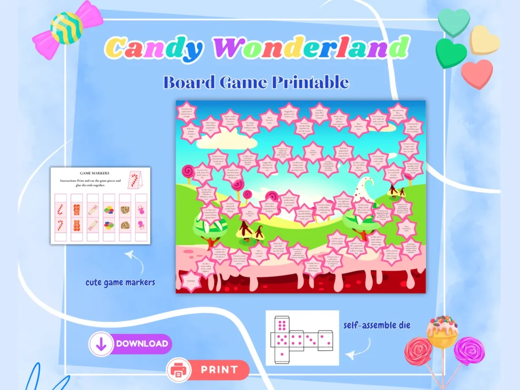 🍭 Candy Wonderland Board Game – Printable