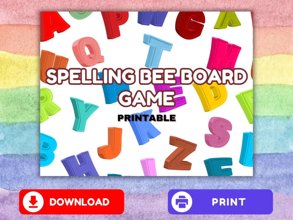 🐝 Spelling Bee Board Game – Printable