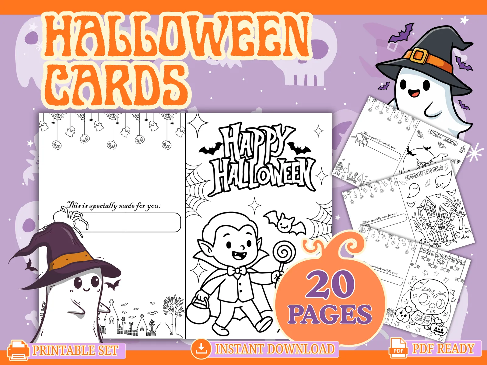 Halloween Cards to Color