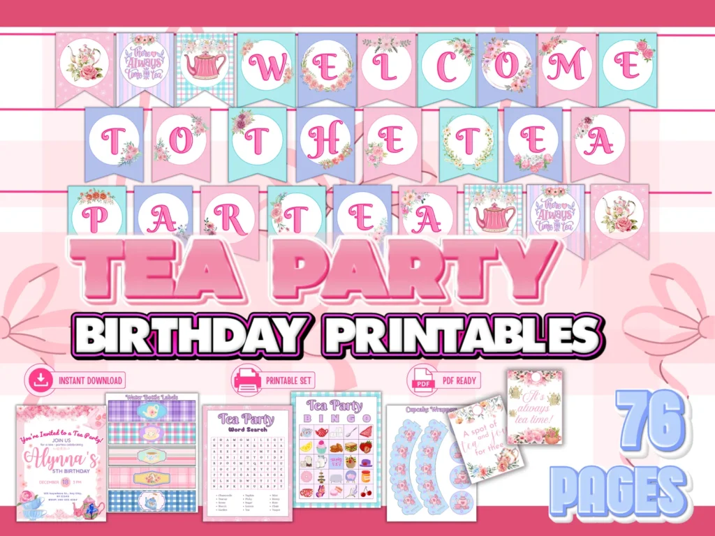 Tea Party Birthday Printables Kit