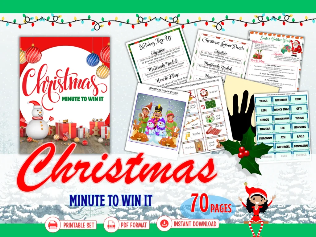 🎄 Christmas Minute-to-Win-It Mega Game Pack (70 Pages!) 🎅✨