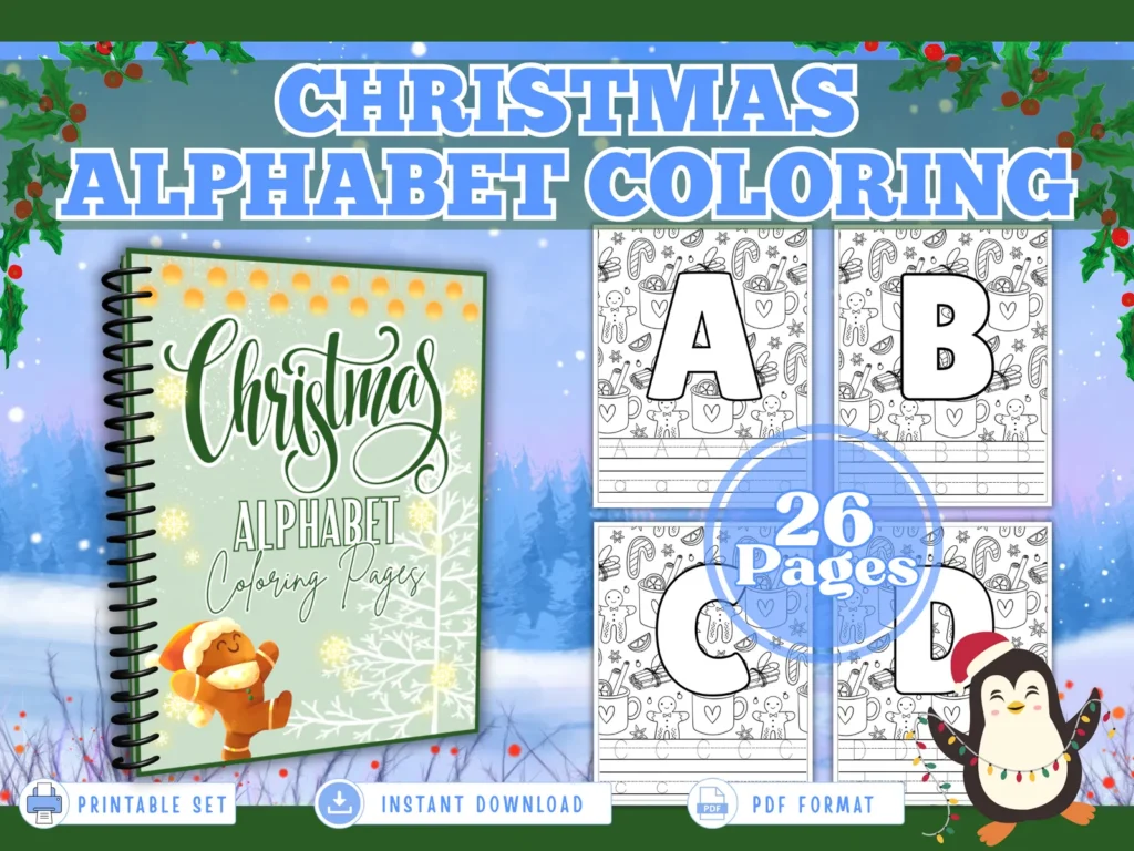 🎄 Christmas Alphabet -Coloring Pages