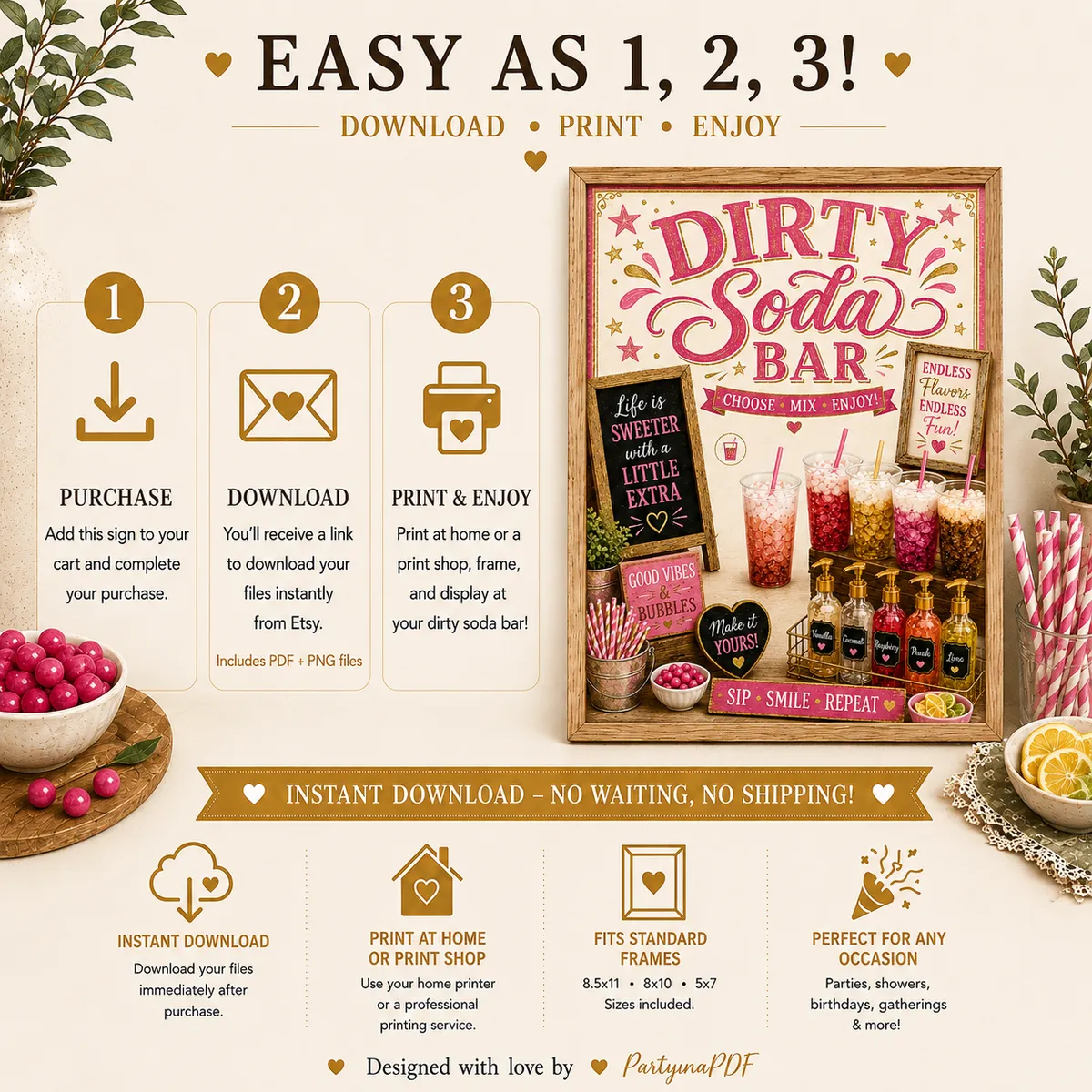 Dirty Soda Bar Sign Pink- Printable - Image 2