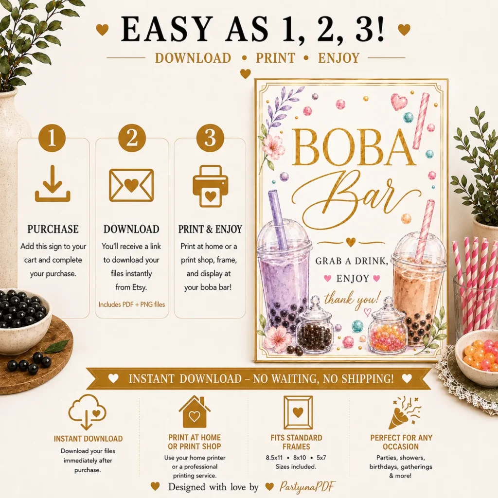 Boba Bar Sign- Printable