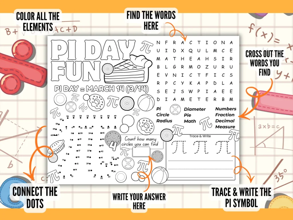 🥧 Pi Day Activity Booklet – Math Fun Printable (11 Pages)