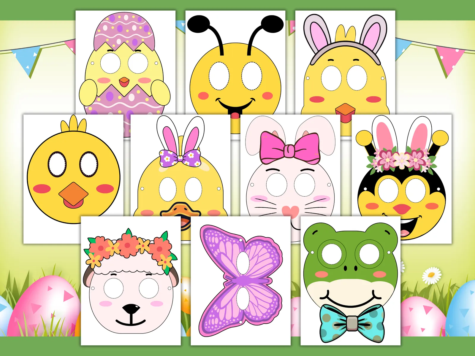 ๐ฃ Easter Masks for Kids โ Printable Craft Activity (19 Pages) - Image 2