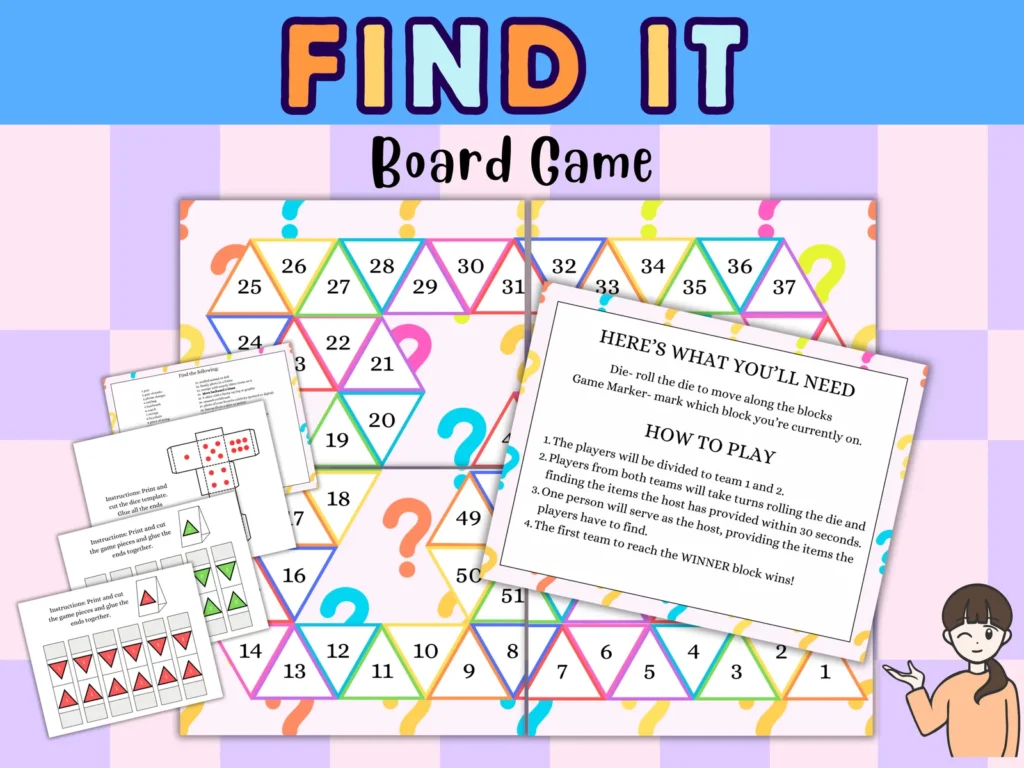 🧠 Find It Board Game – Printable Learning Game