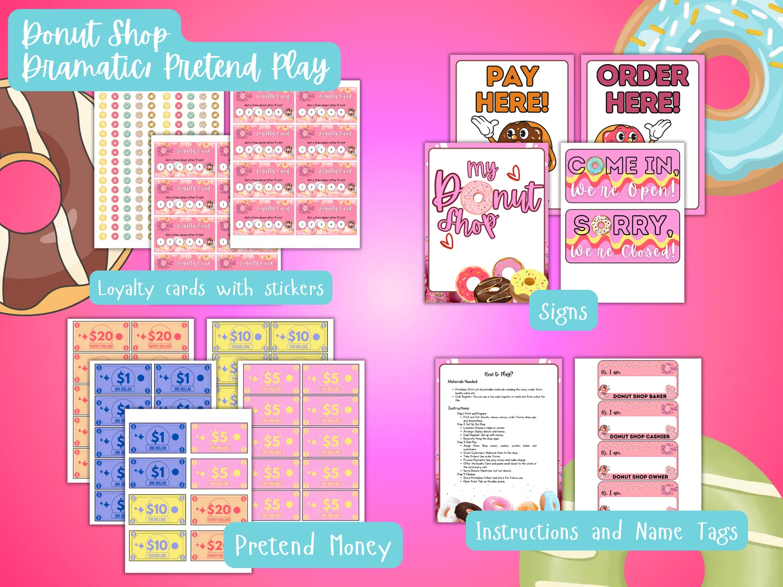 Donut Shop- Dramatic Pretend Play Set - Image 2
