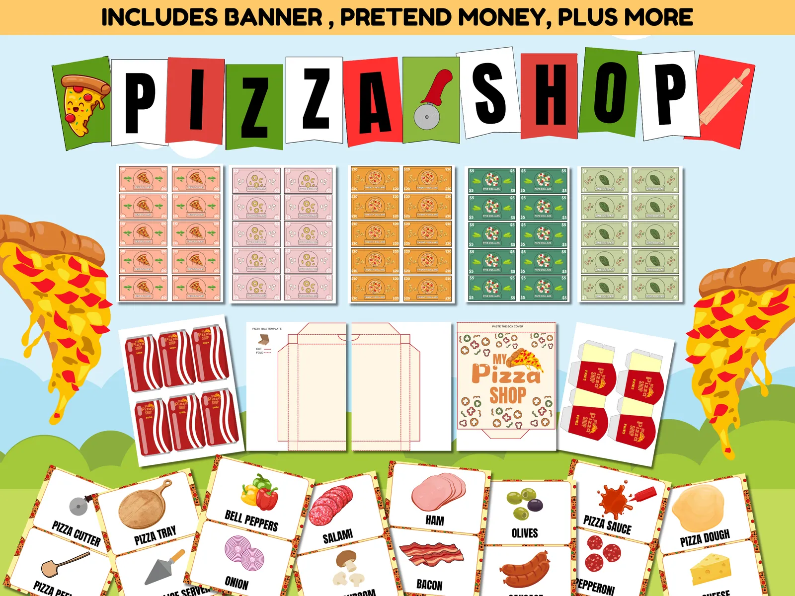 Pizza Shop Dramatic Pretend Play Kit - Image 2