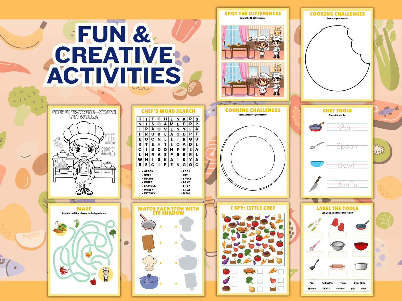👩🍳 Little Chefs Party Play Pack — Printable Kids Cooking Activity Bundle - Image 2