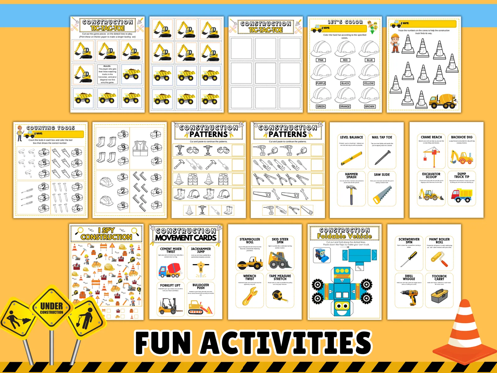 🚧 Construction Vehicle Learning Activities | 33-Page Printable Pack for Kids | Bingo, Coloring, Mazes & More - Image 2