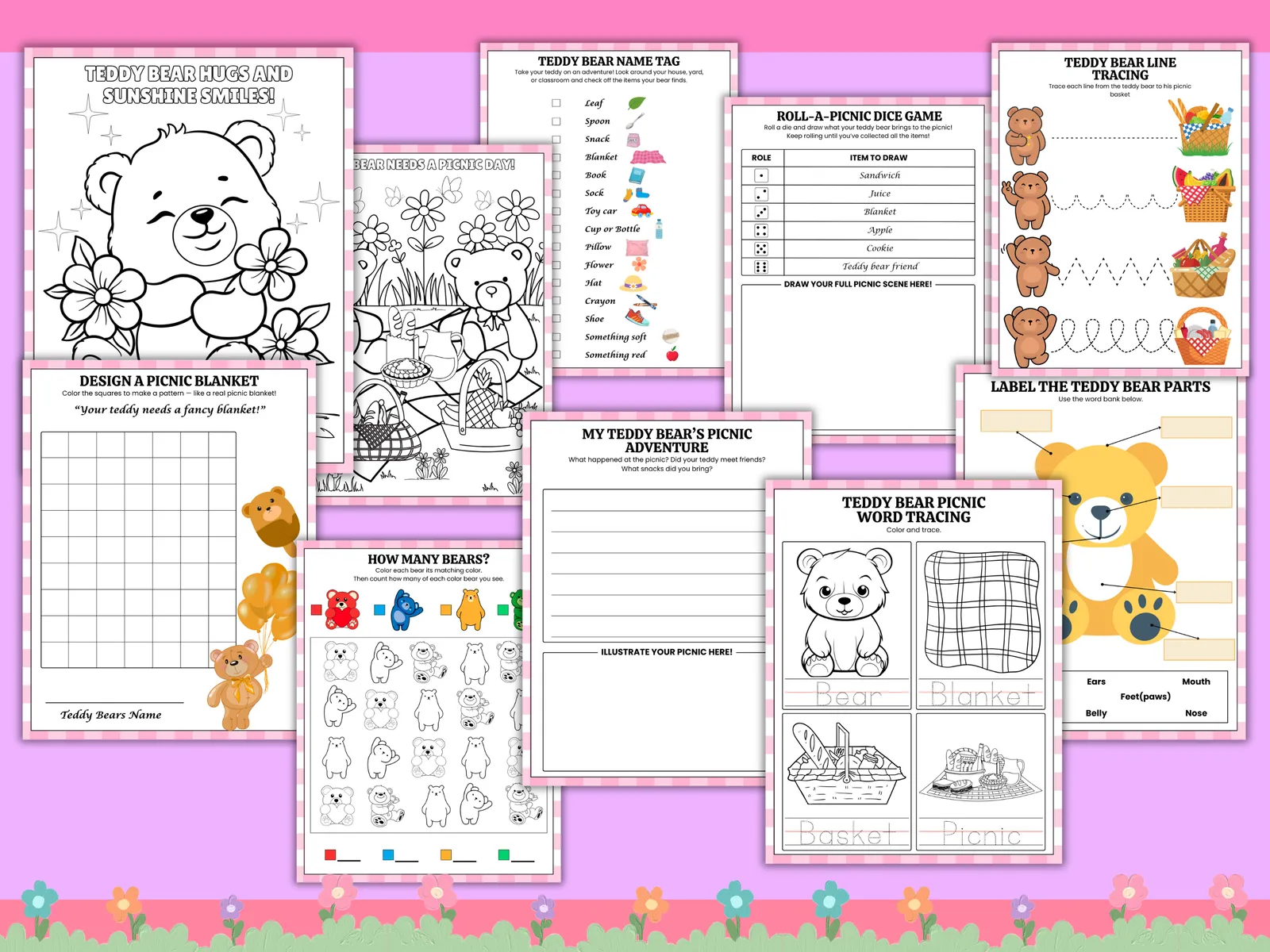 🧸 Teddy Bear Picnic Printable Activity Pack | Invitations, Games, Coloring Pages & Certificates - Image 2