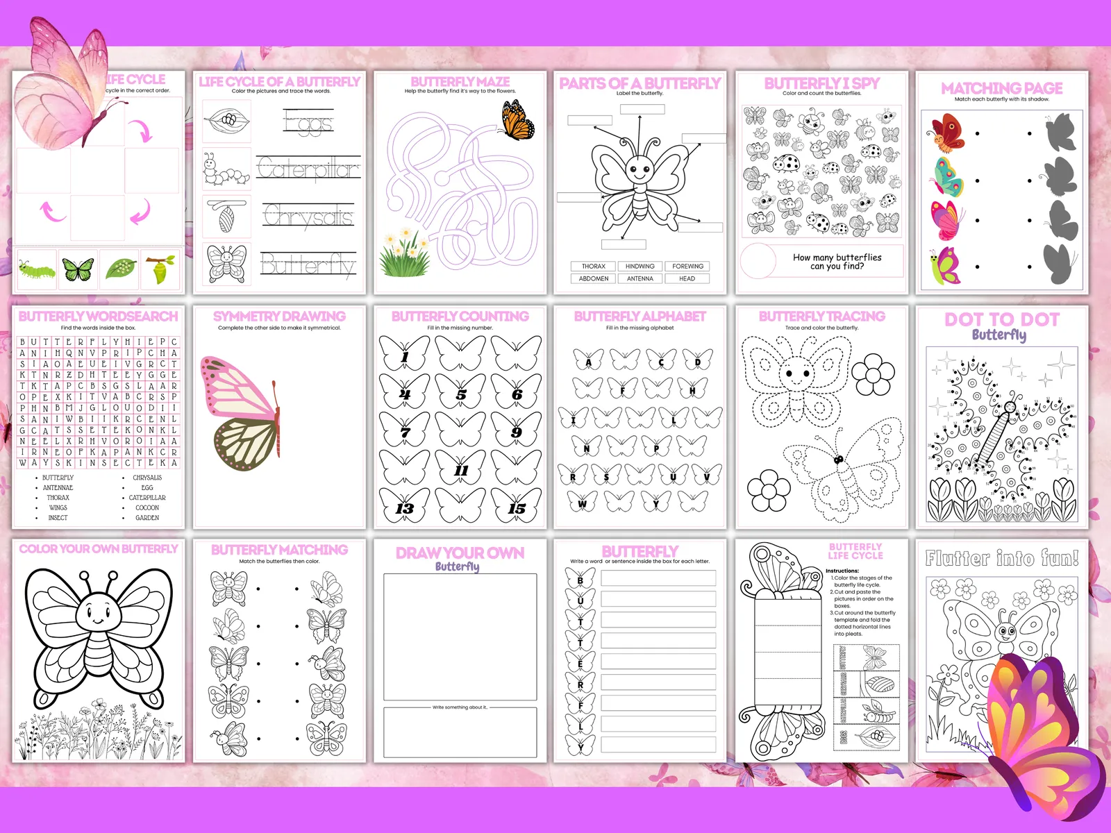 Butterfly Life Cycle & Activity Bundle – 18 Printable Pages (PDF) - Image 2