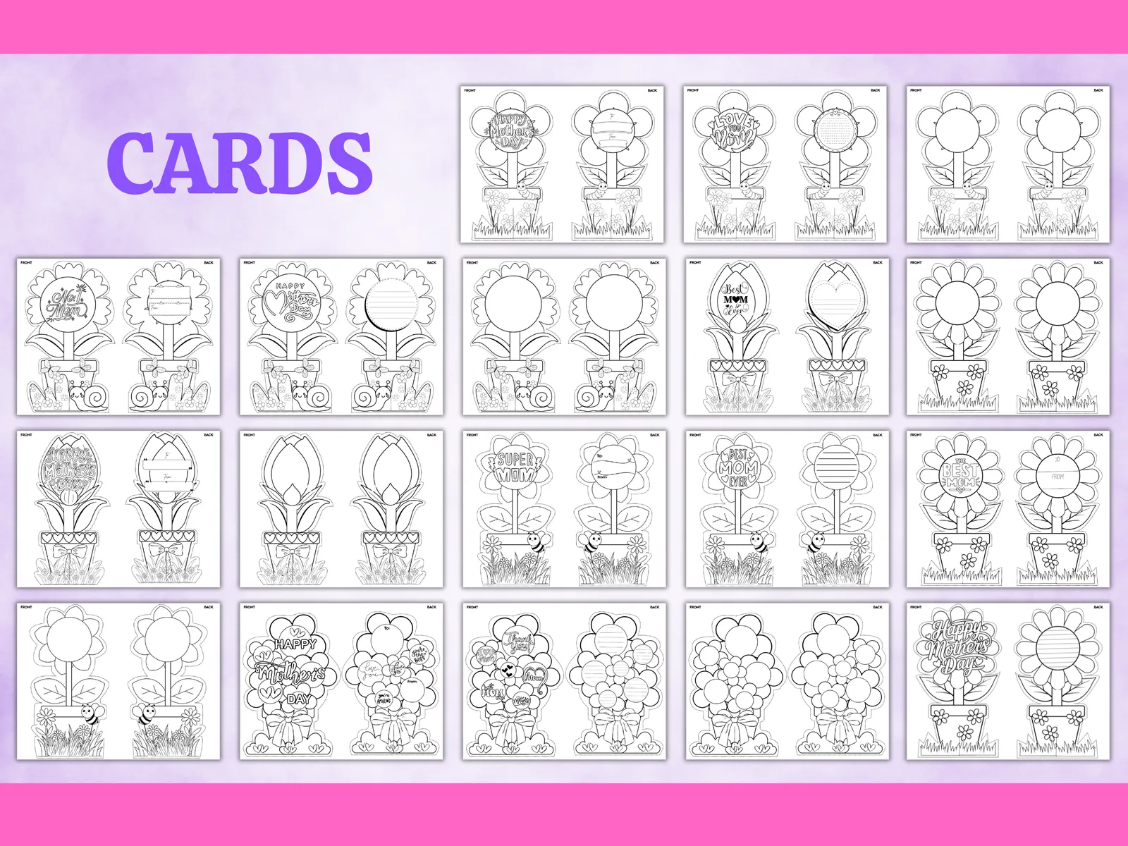 Standing Mother's Day Cards – Printable Flower Card Craft for Kids (23 Pages) - Image 2