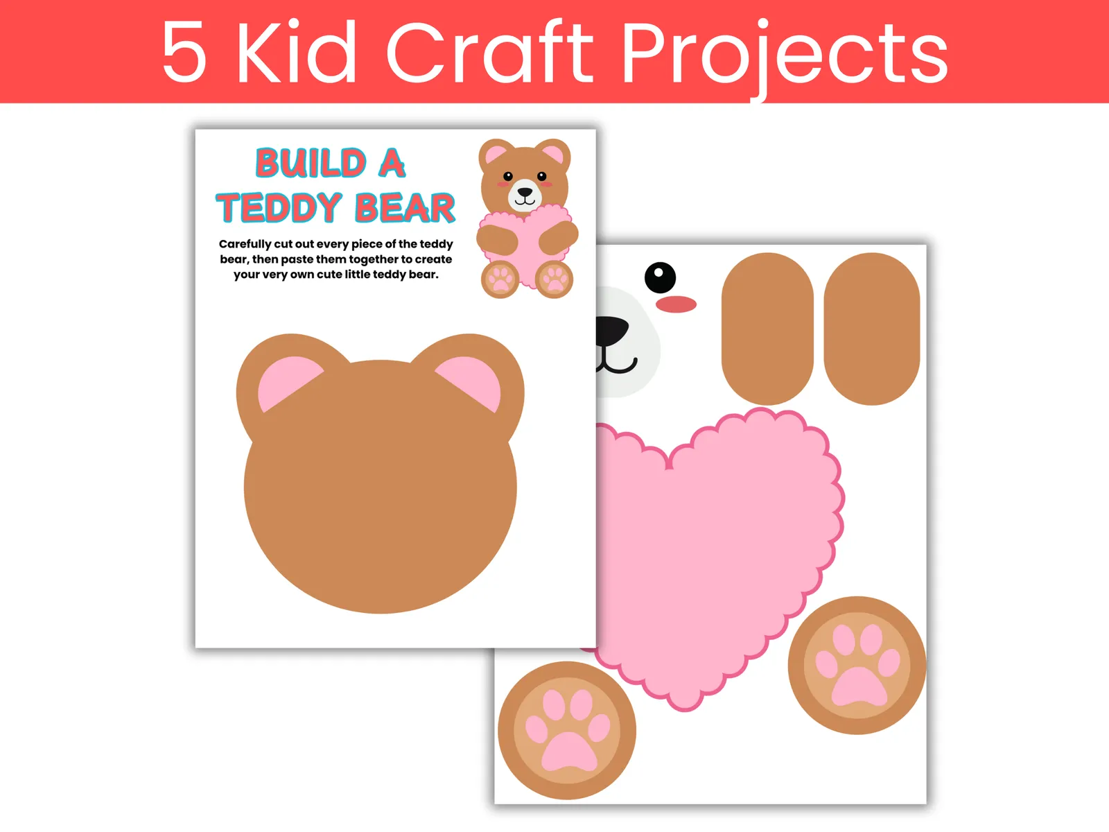 Print-A-Pal Valentines Pack – Valentine Craft Activities for Kids (5 Build-a Crafts) - Image 2