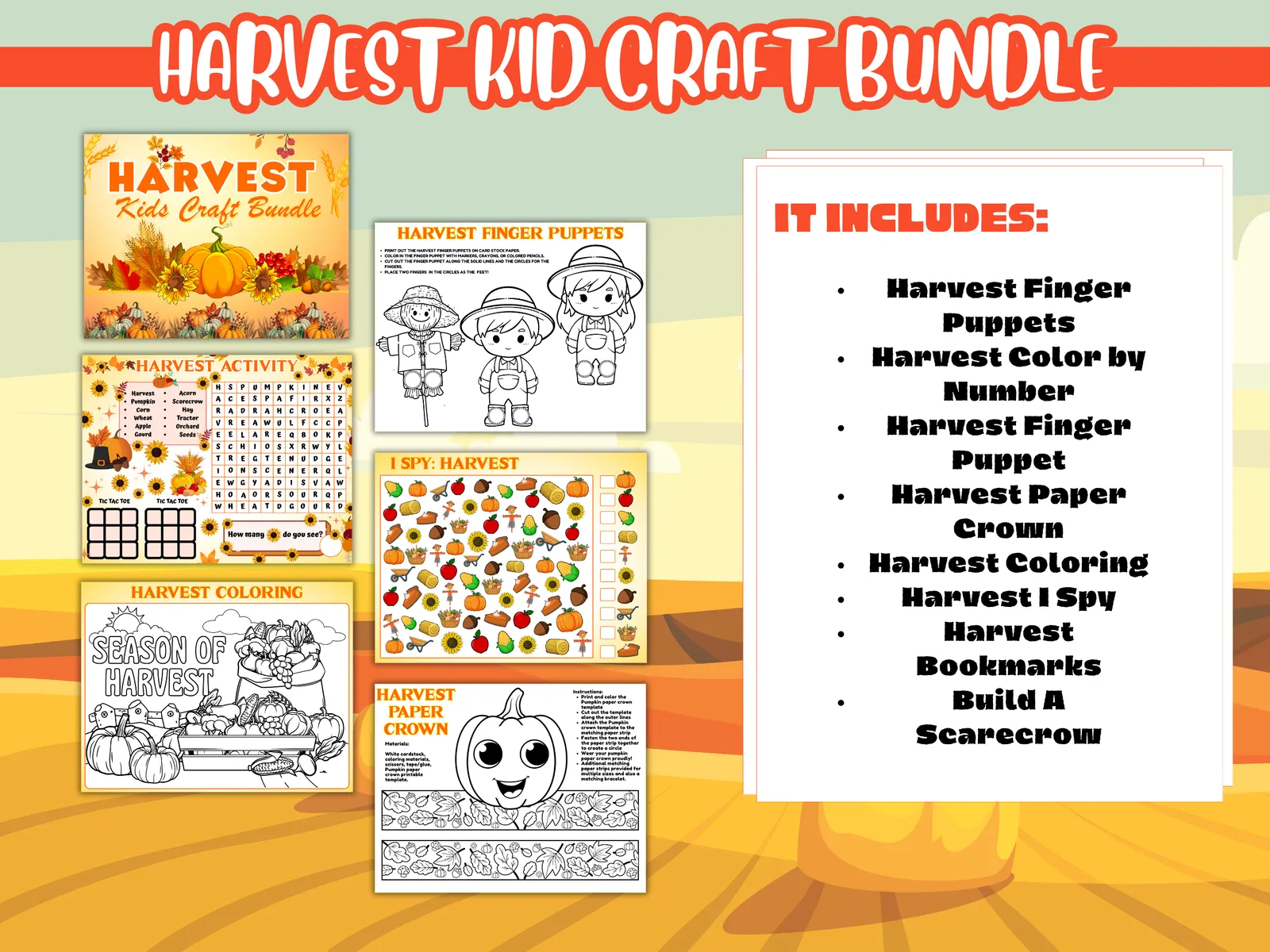 Harvest Kids Craft Bundle – Printable Fall Activities for Kids - Image 2