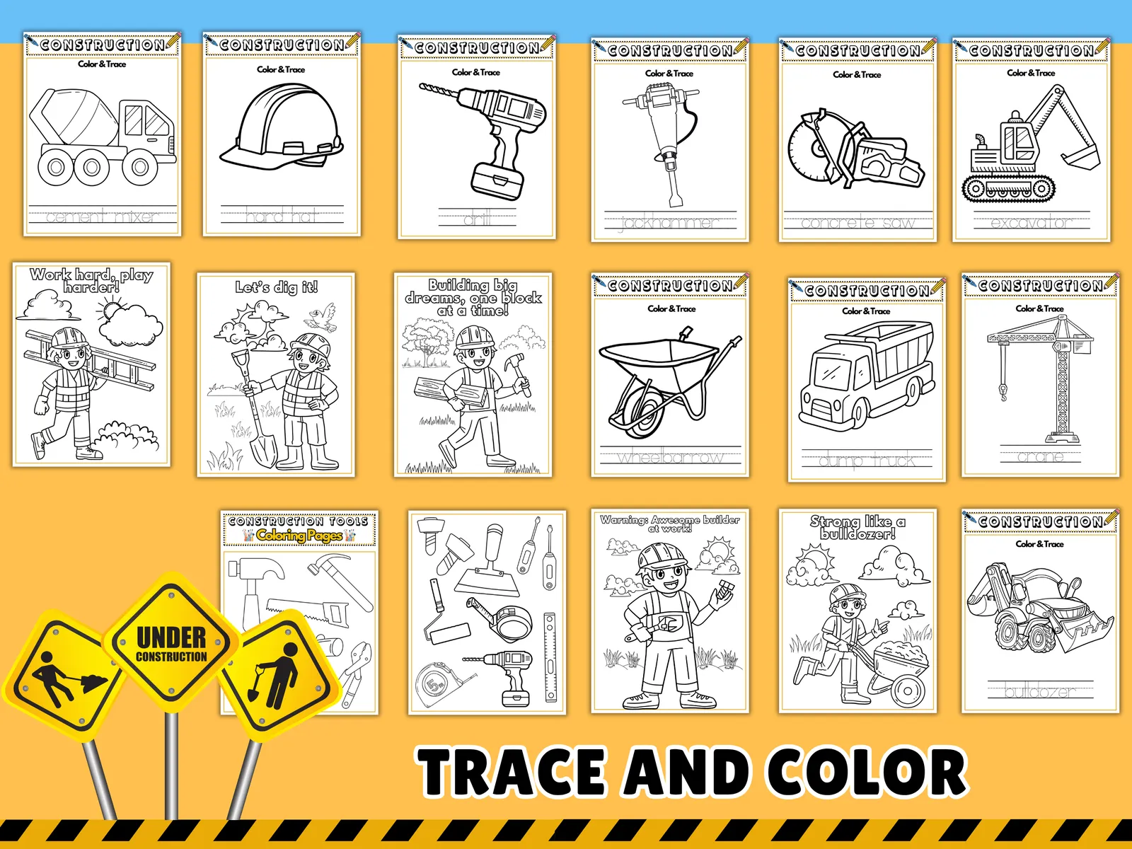 🚧 Construction Vehicle Learning Activities | 33-Page Printable Pack for Kids | Bingo, Coloring, Mazes & More - Image 3