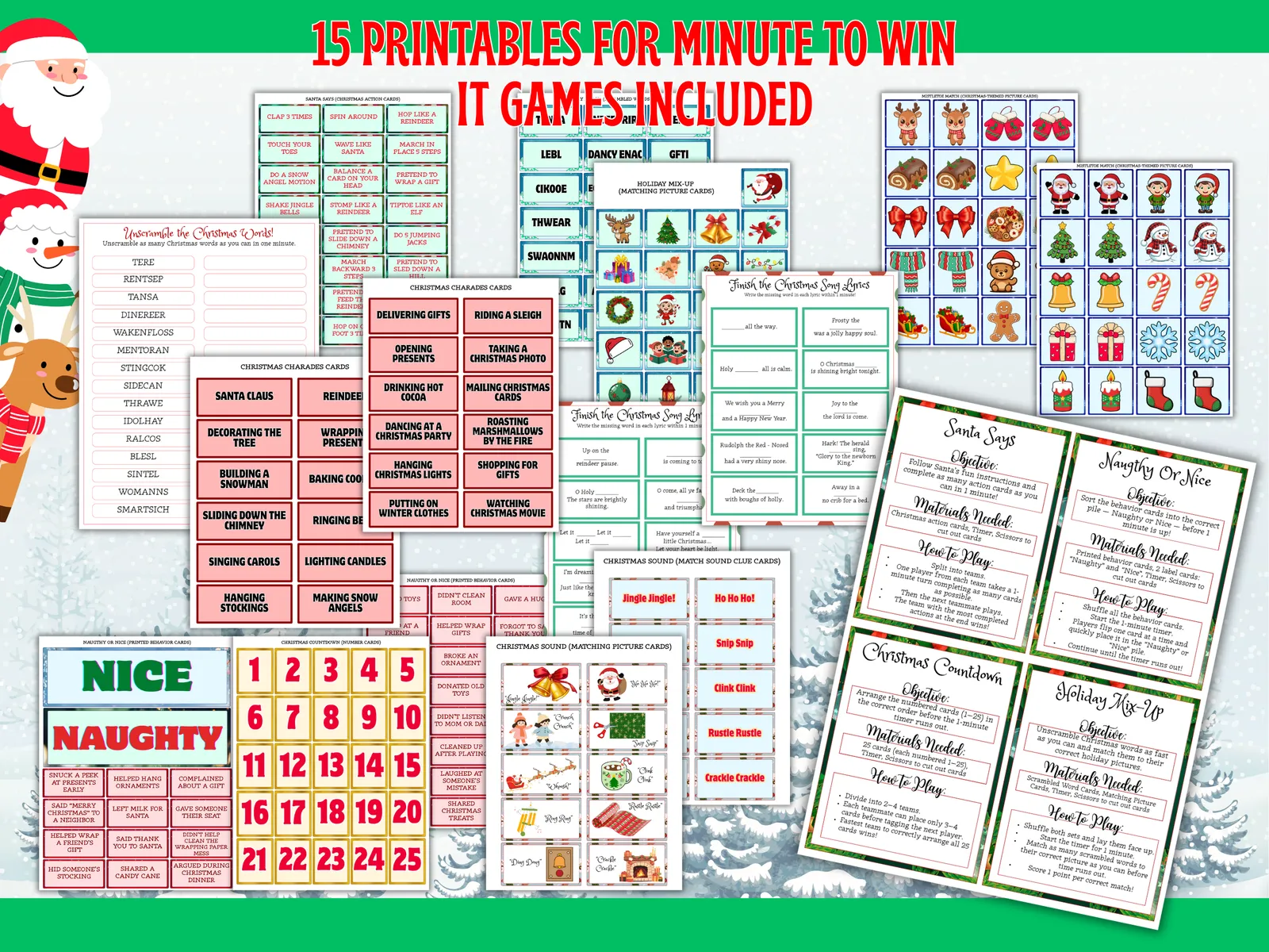 š Christmas Minute-to-Win-It Mega Game Pack (70 Pages!) š
⨠- Image 3