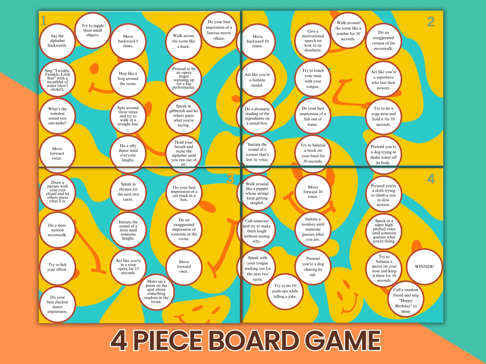 Random Challenge Board Game – Printable Party Game for Kids, Teens & Families - Image 3