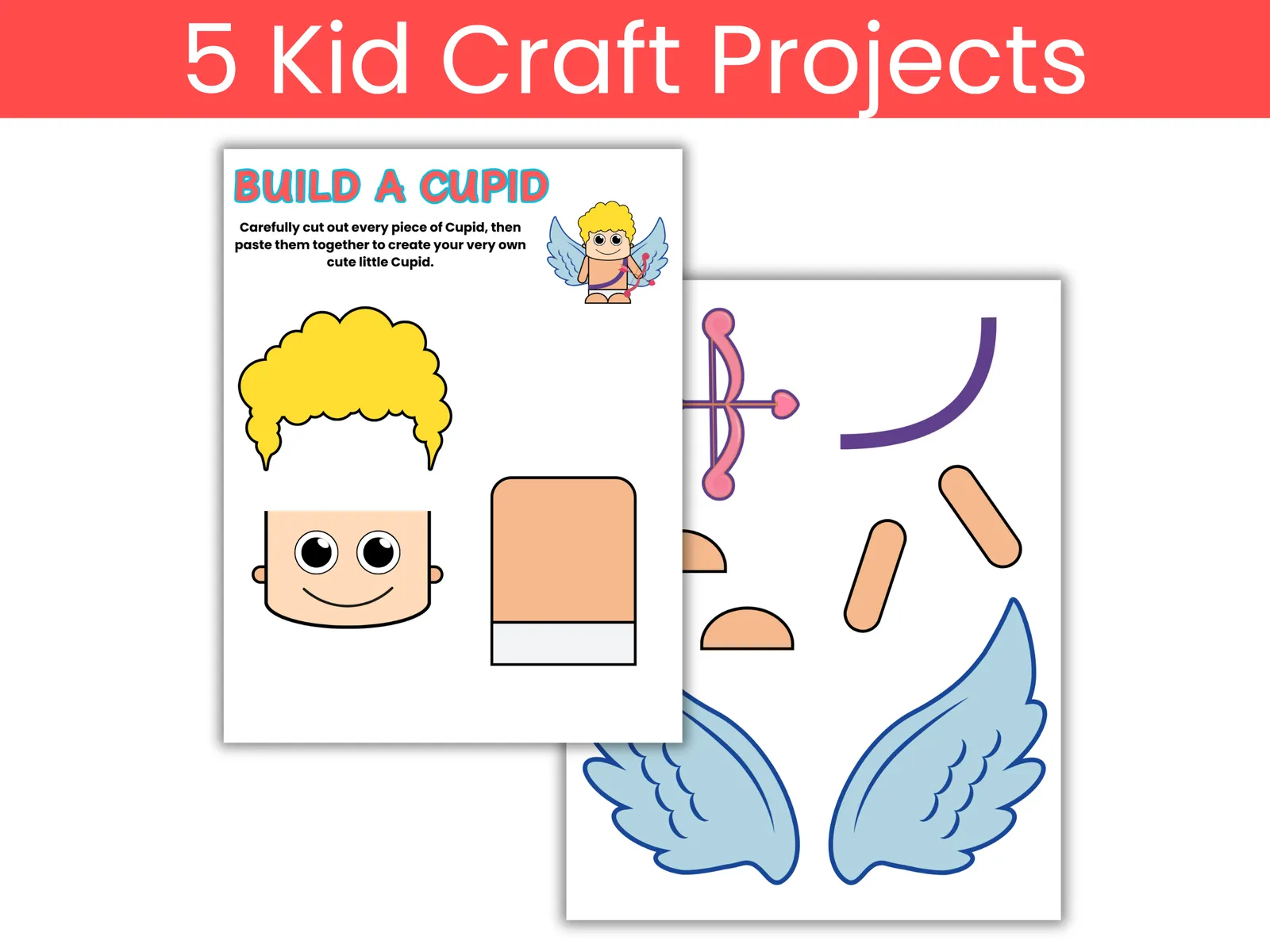 Print-A-Pal Valentines Pack – Valentine Craft Activities for Kids (5 Build-a Crafts) - Image 3