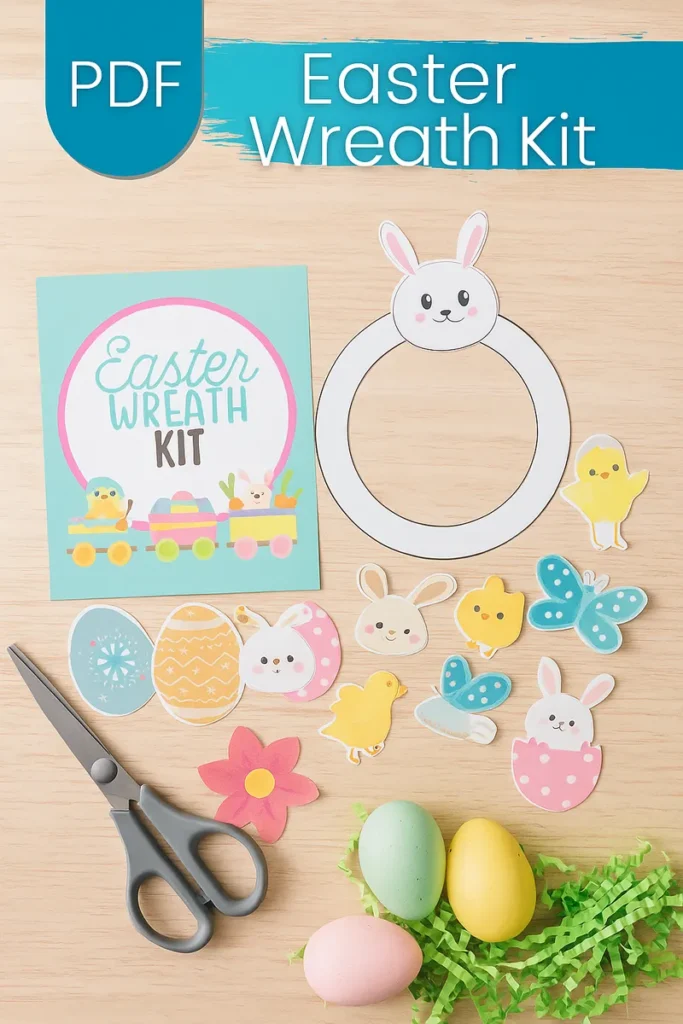 🌷 Easter Wreath Kit | Printable Easter Craft for Kids & Families | Party In a PDF | Instant Download