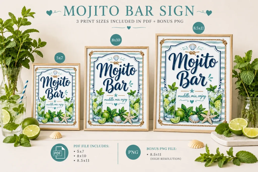 Mojito Bar Sign- Printable