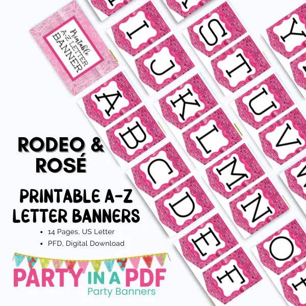 🎀 Rodeo & Rosé Banner — Printable Pink Bandana Alphabet Party Banner - Image 4