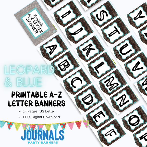 Blue Glam & Growl Printable A–Z Party Banner