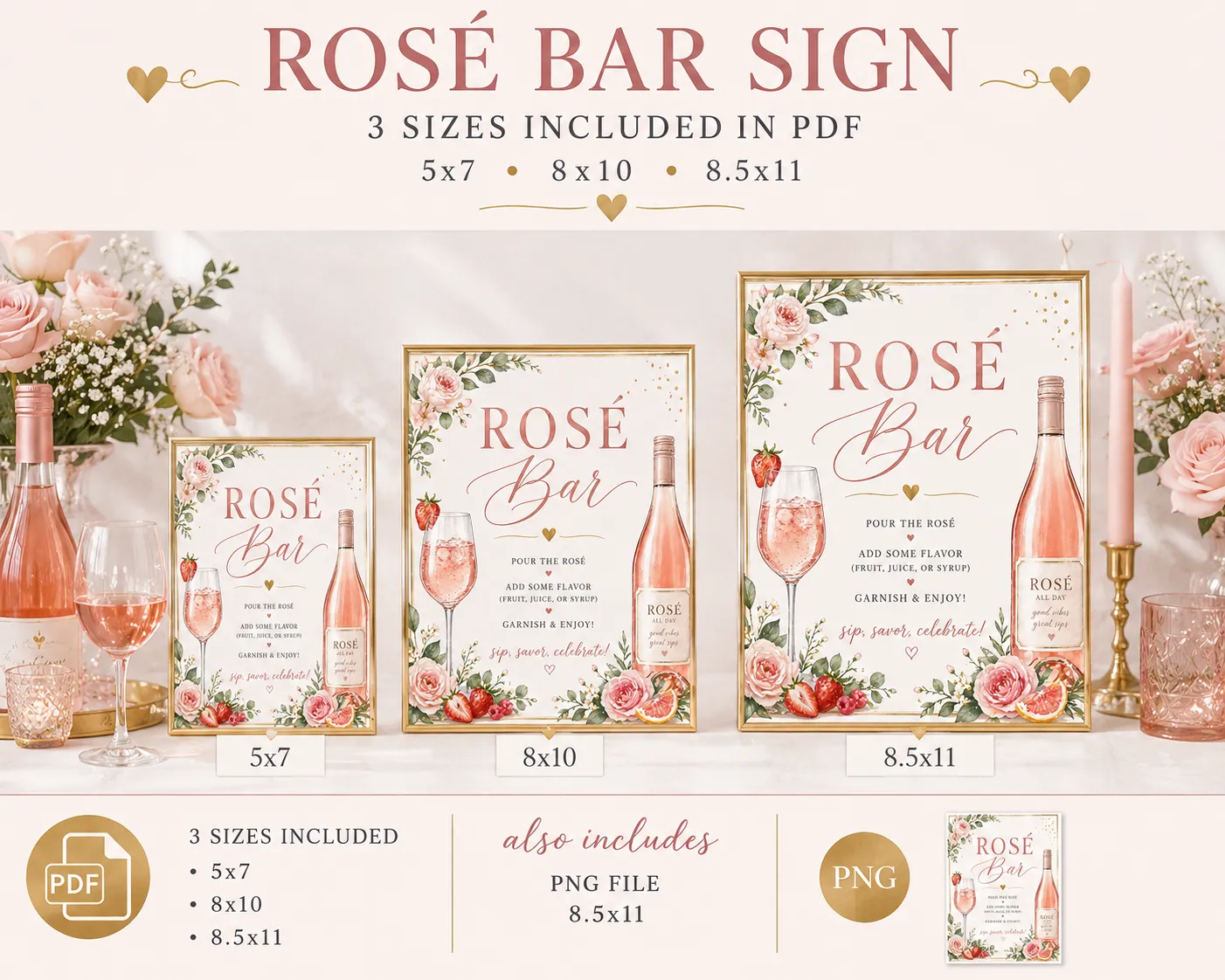 Rosé Bar Printable Sign