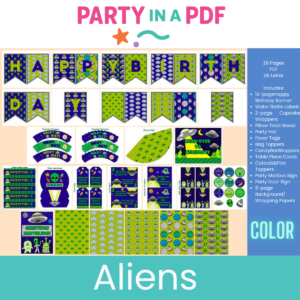 Alien Birthday Party Printable Pack — Full Color