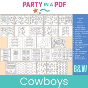 Cowboy Birthday Party Mega Bundle — Color + Black & White