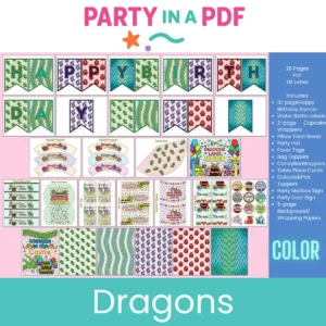 Dragon Birthday Party Pack — Full Color