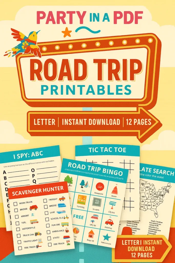 Road Trip Printables – 12 Page Kids Activity Pack