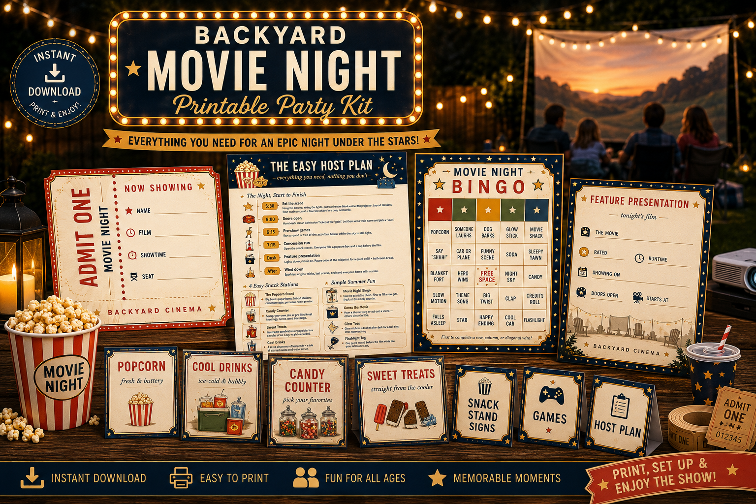 Backyard Movie Night Party Kit Printable - Image 2