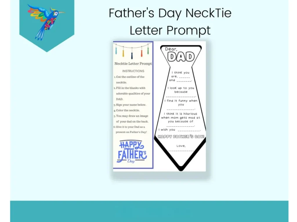 👔 Father's Day Tie Printable | DIY Letter to Dad Craft | Party In a PDF | Instant Download