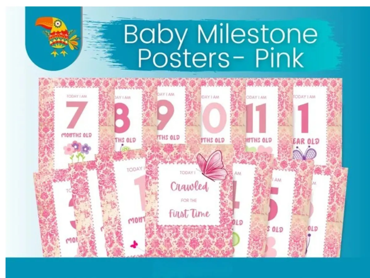 Baby Milestone Posters- Pink