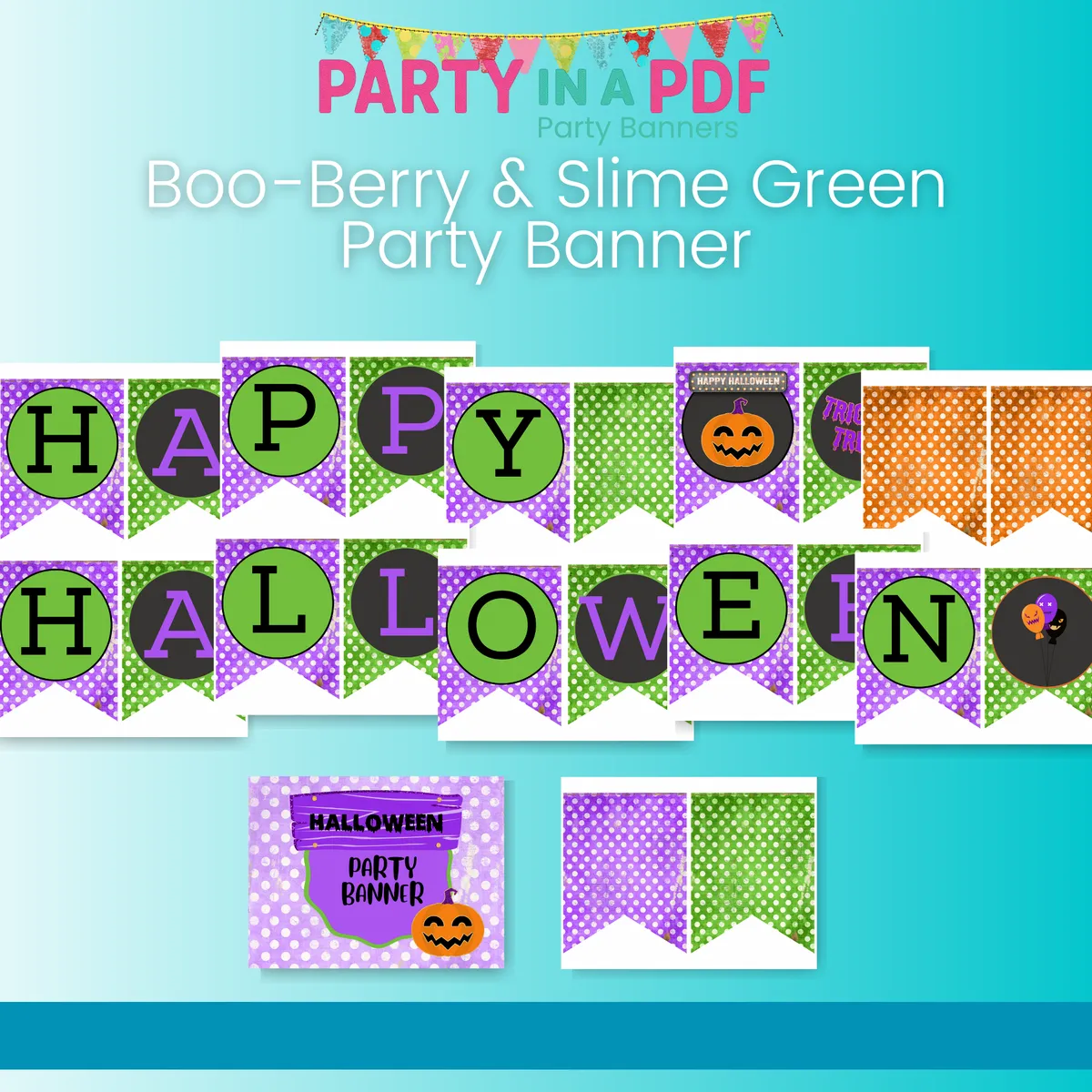 Boo-Berry and Slime Green Halloween Party Banner