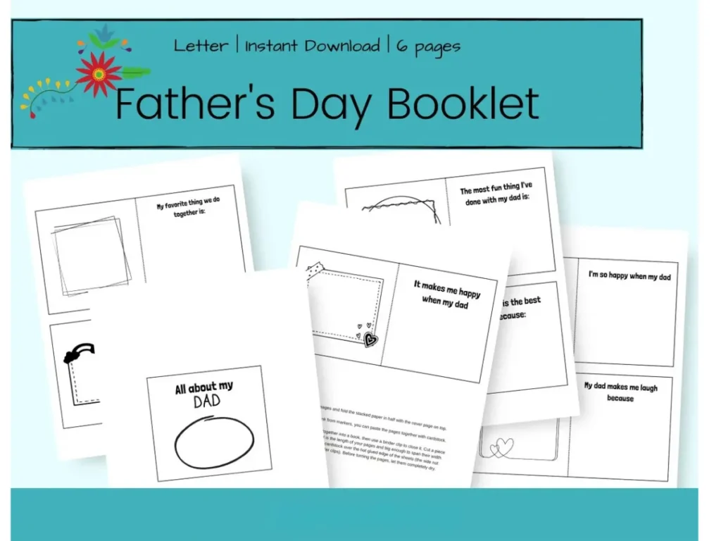💙 Father's Day Booklet | Printable Kids Craft | Party In a PDF | Instant Download
