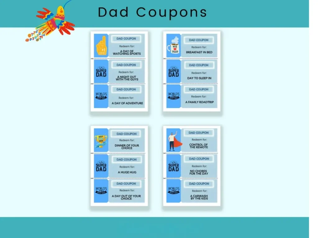🧔‍♂️ Printable Dad Coupons – 12 Fun & Thoughtful Gift Vouchers for Father's Day or Birthday 🎁
