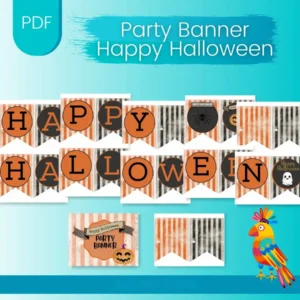 Striped Party Banner — Printable "Happy Halloween" Banner