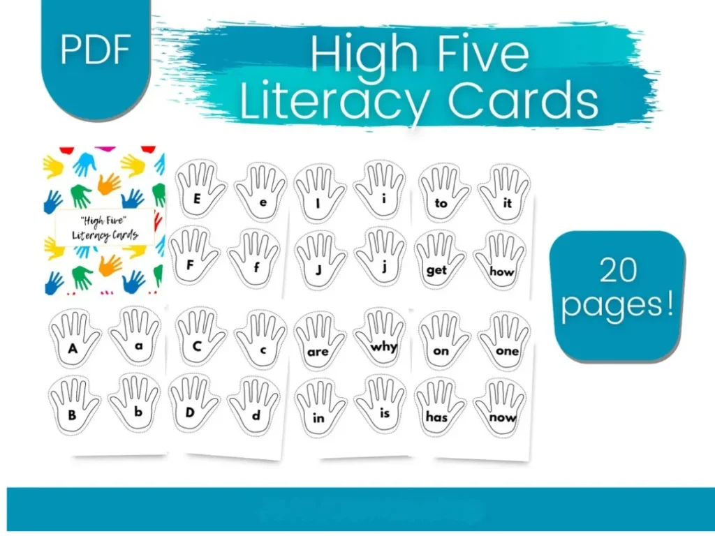✋ High Five Literacy Cards | Printable Reading & Language Game | Party In a PDF | Instant Download