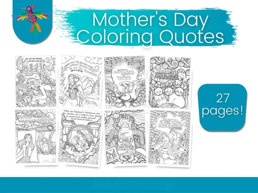 💐 Mother's Day Coloring Page Quotes | Printable Coloring Pages for Mom | Party In a PDF | Instant Download