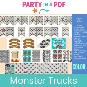 Monster Truck Birthday Party Pack — Full Color