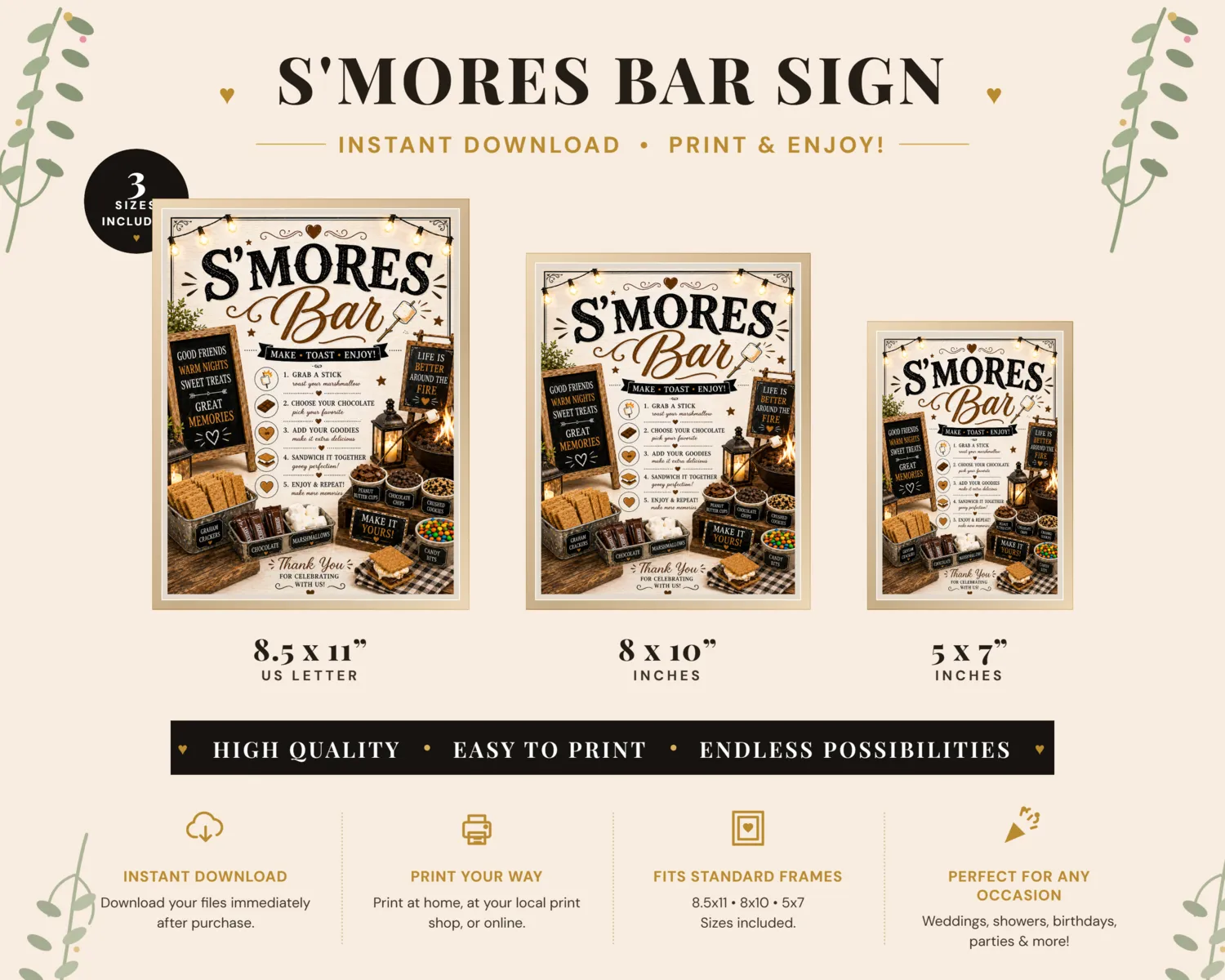 S'mores Bar Sign- Printable