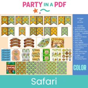 Safari Birthday Party Pack — Full Color