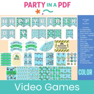 Video Games Birthday Party – Printable Pack – Full Color